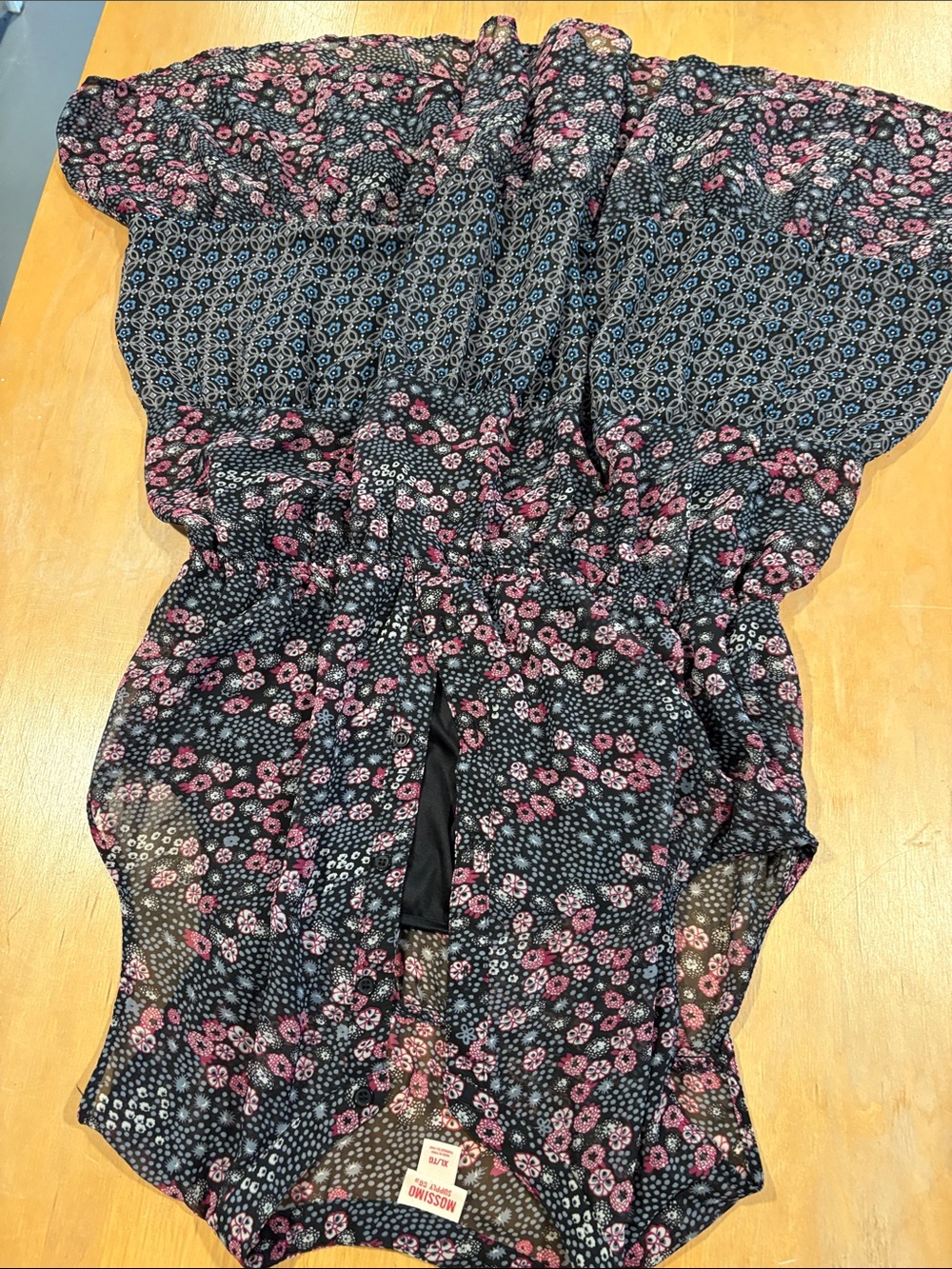 Mossimo Supply Co. Black Off-Shoulder Floral Camisole with Pink Print